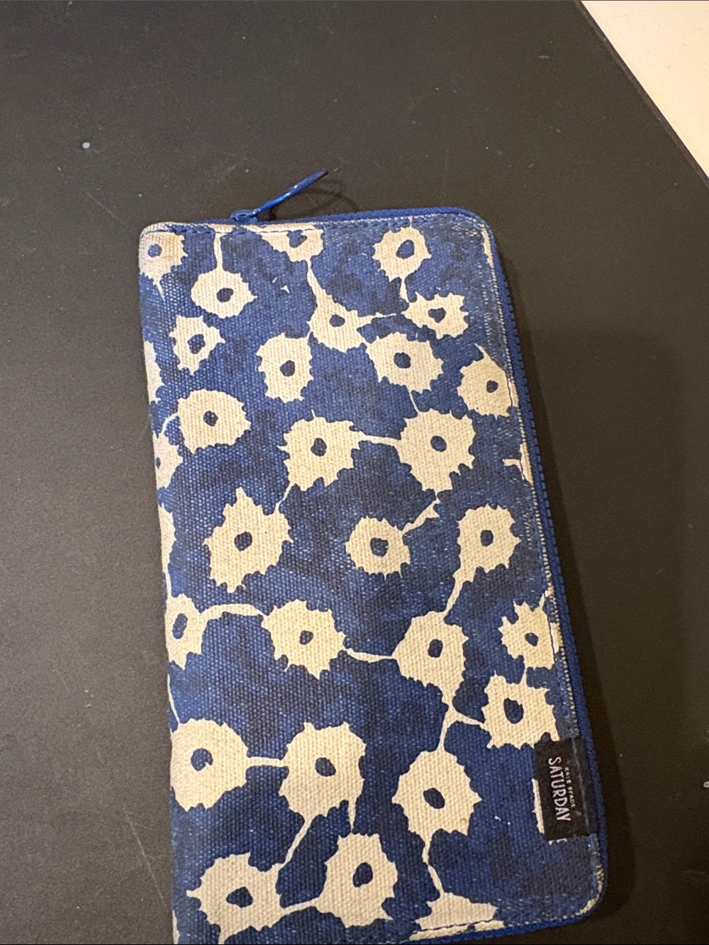 Kate Spade Saturday Floral Zip Wallet in Blue and Cream